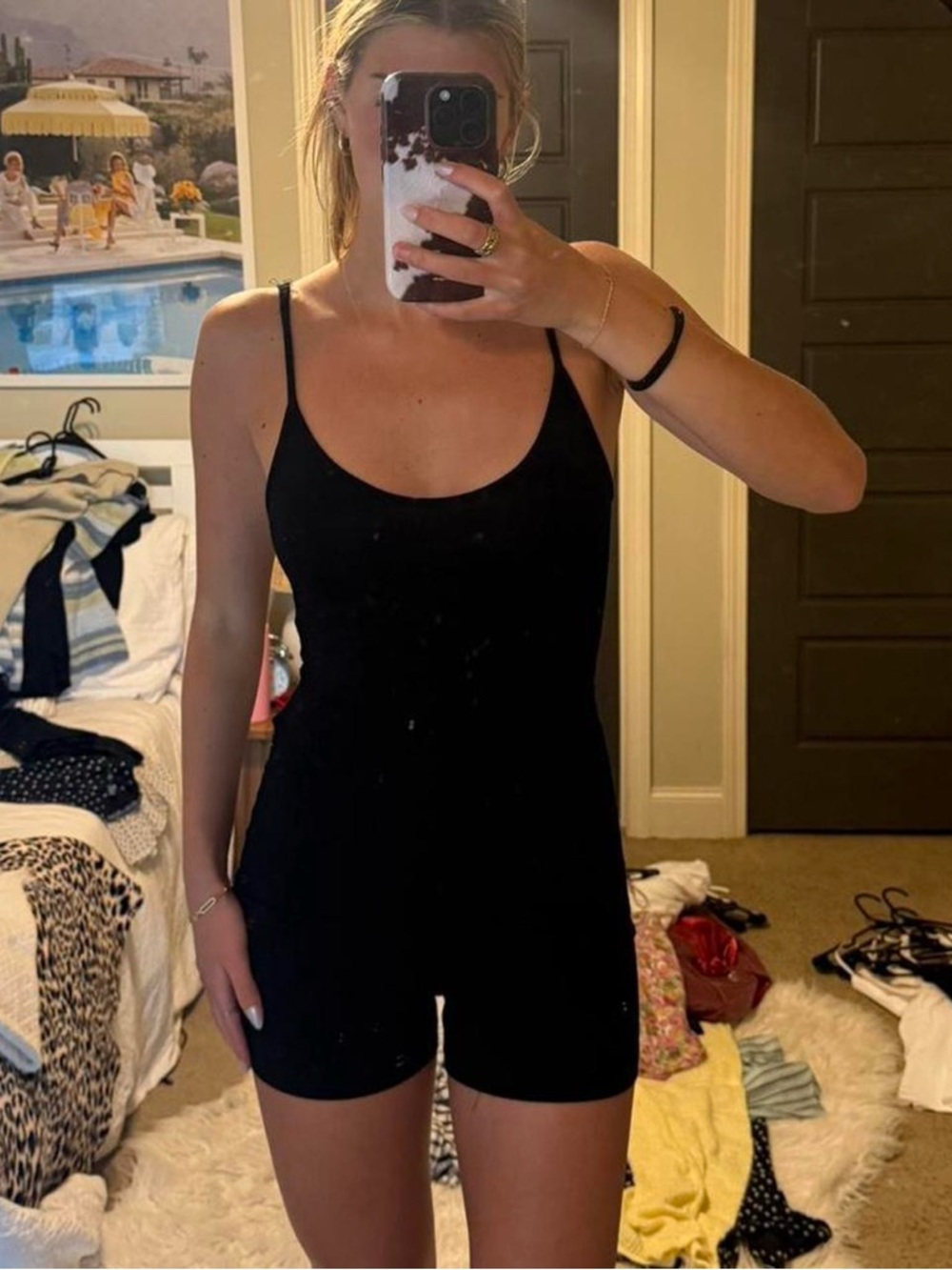 Black Scoop Neck Romper - Spaghetti Strap